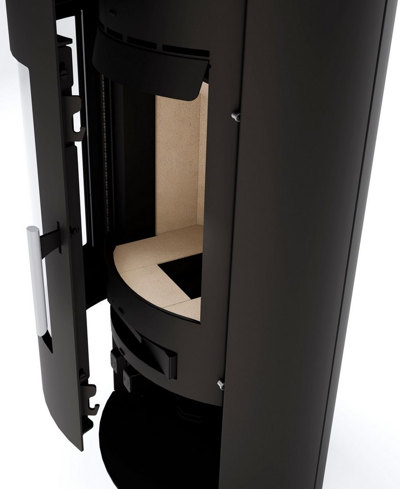 JUSTUS Kaminofen Kaya 7, Exklusiv, schau das Video, Lieferung bis ins Wohnzimmer, 7 kW, Zeitbrand, externe Verbrennungsluft, Design skandinavisch, große gebogen – Bild 4 von 5