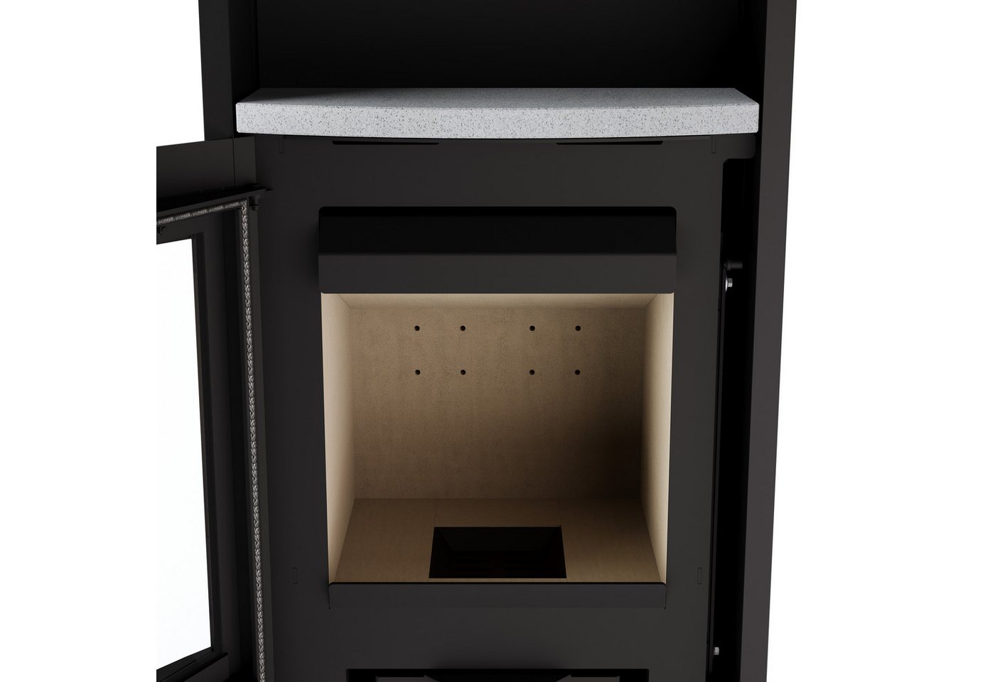 JUSTUS Kaminofen Lara, mit massivem Top- & Teefachstein, Lieferung bis ins Wohnzimmer, 6,5 kW, Zeitbrand, schau das Video – Bild 2 von 5