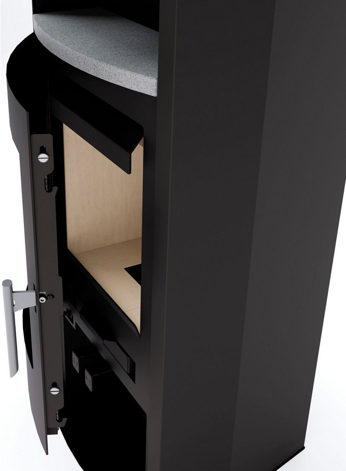 JUSTUS Kaminofen Lara, mit massivem Top- & Teefachstein, Lieferung bis ins Wohnzimmer, 6,5 kW, Zeitbrand, schau das Video – Bild 5 von 5