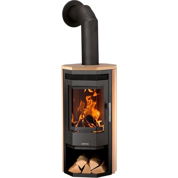 JUSTUS Kaminofen Usedom 5, 5,5 kW, Zeitbrand, Holzfach, Sandstein, mit massiver Gusstür