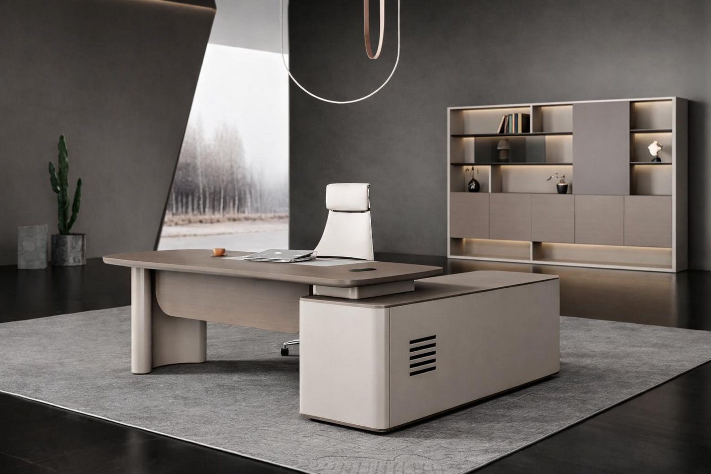 JVmoebel Büromöbel-Set Elegantes Büromöbel-Set: Chefschreibtisch, Büroschrank & Sessel, Made in Europa – Bild 2 von 4