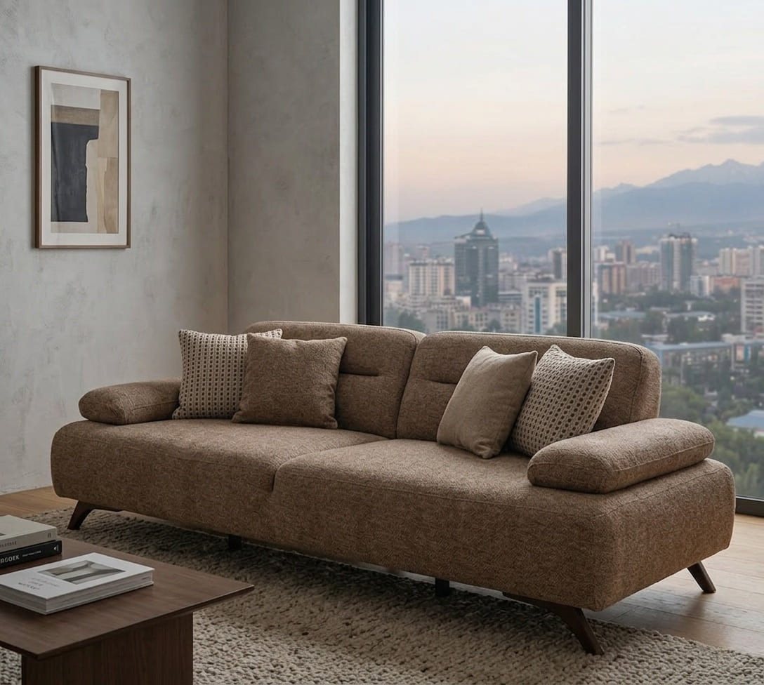 JVmoebel Polstergarnitur Moderne Wohnzimmermöbel Beige Holzgestell Komfortabel Entspannend, (3-tlg), Made in Europa – Bild 4 von 5