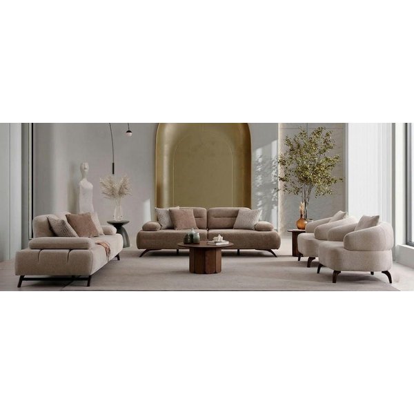 JVmoebel Polstergarnitur Moderner Wohnzimmer Möbel Beige Holzgestell Komfortabel, (4-tlg), Made in Europa