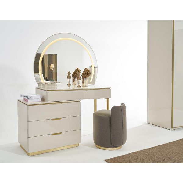 JVmoebel Schminktisch Moderne Konsole mit Spiegel und Hocker in elegantem Design (3-St., Schminktisch/Spiegel/Hocker), Made in Europa