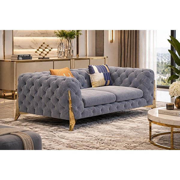 JVmoebel Sofa 2-SItzer Textile Couch mit Polsterung in Grau und Braun, Made in Europa