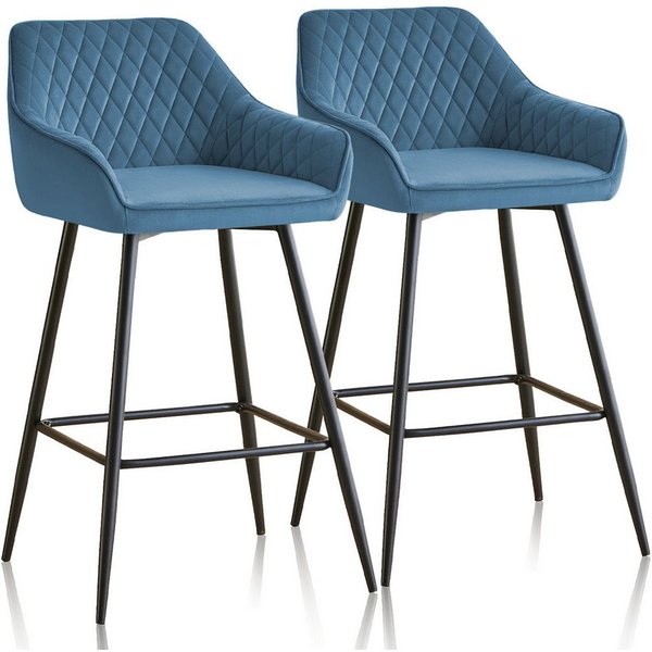 JYMTOM Barhocker Kunstleder Barhocker, 2er-Set, Barstühle mit gepolsterter Sitz, Rücken-/Armlehnen und Metallbeinen für Küche,und Esszimmer.(2,Teal)