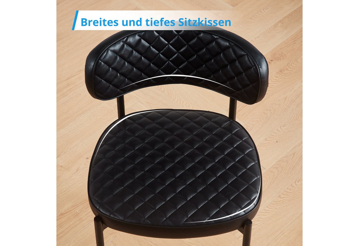 JYMTOM Esszimmerstuhl aus Kunstleder, für Küche Wohnzimmer Restaurant, braun (4 St), mit einer sanft geschwungenen Rückenlehne – Bild 4 von 5