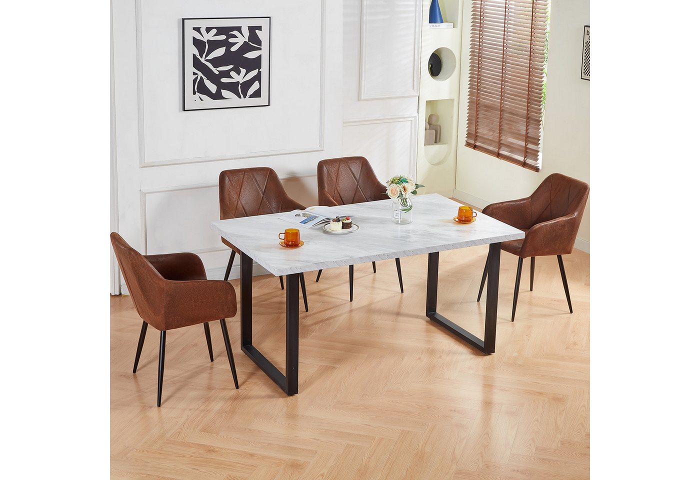 JYMTOM Esszimmerstuhl mit gepolstertem Sitz, Wohnzimmerstuhl, Polsterstuhl, modisches Design (4 St), Metall-Beine, ideal für Esszimmer, Restaurant & Küche – Bild 3 von 5