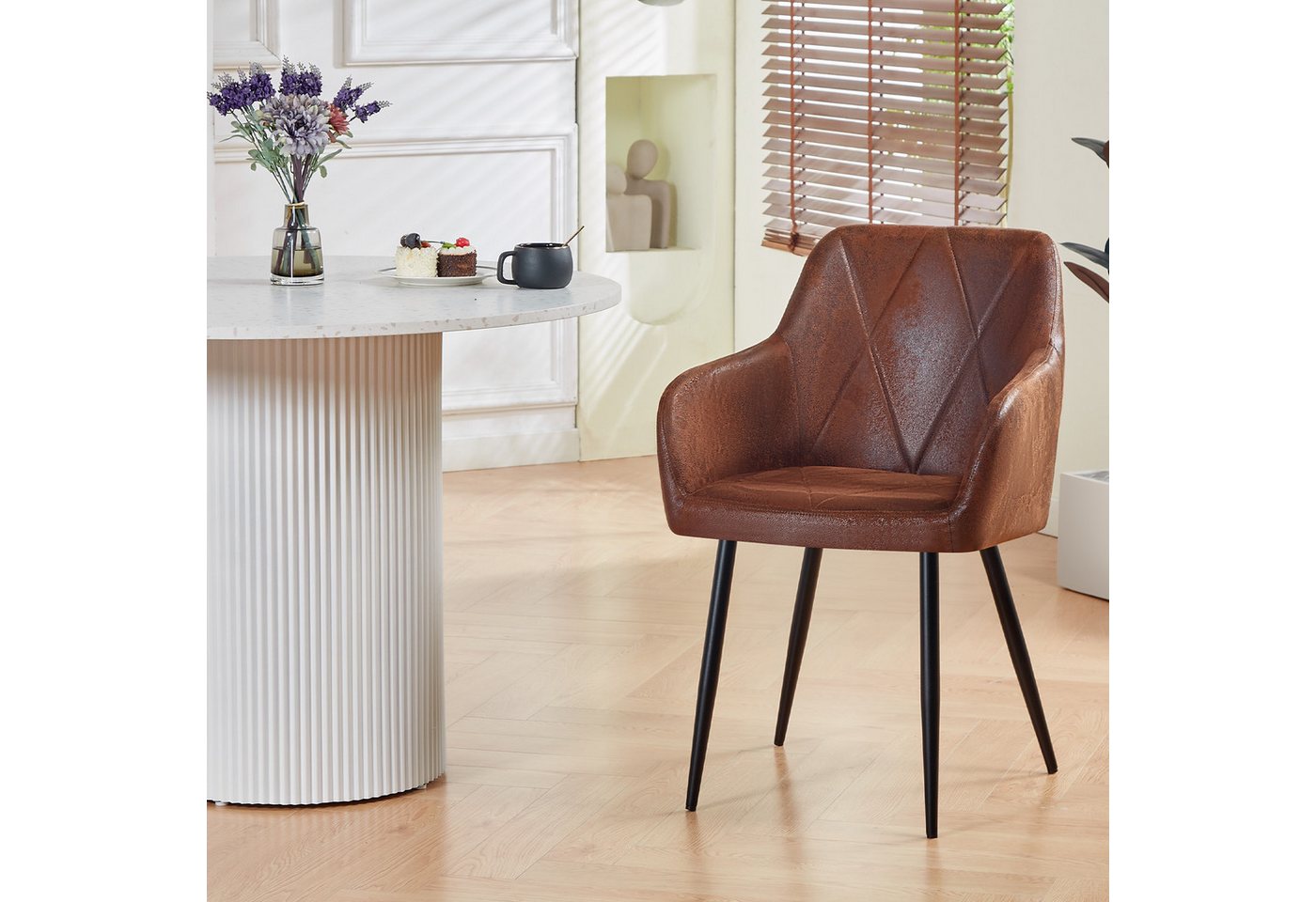 JYMTOM Esszimmerstuhl mit gepolstertem Sitz, Wohnzimmerstuhl, Polsterstuhl, modisches Design (4 St), Metall-Beine, ideal für Esszimmer, Restaurant & Küche – Bild 4 von 5