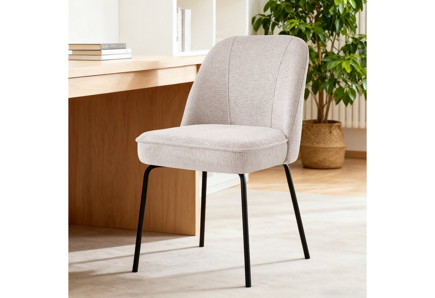 JYMTOM Esszimmerstuhl Samt-Stühle, atmungsaktiv, gepolstert mit Federkissen & Metallbeinen (4 St), 4 Stück– mit gebogener Rückenlehne für Küche, Esszimmer & Bür – Bild 4 von 5