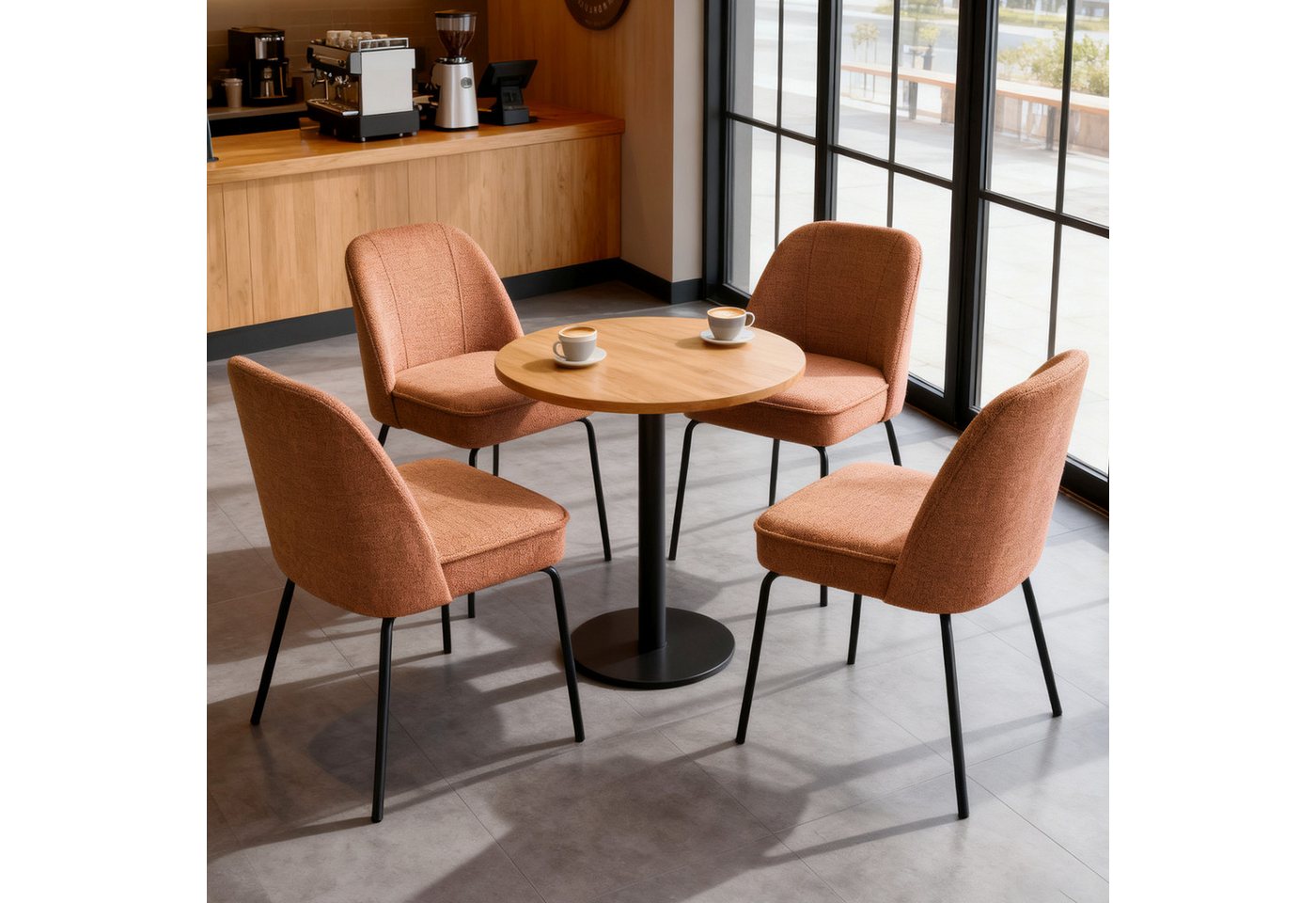 JYMTOM Esszimmerstuhl Samt-Stühle, atmungsaktiv, gepolstert mit Federkissen & Metallbeinen (2 St), 2 Stück– mit gebogener Rückenlehne für Küche, Esszimmer & Bür – Bild 4 von 5