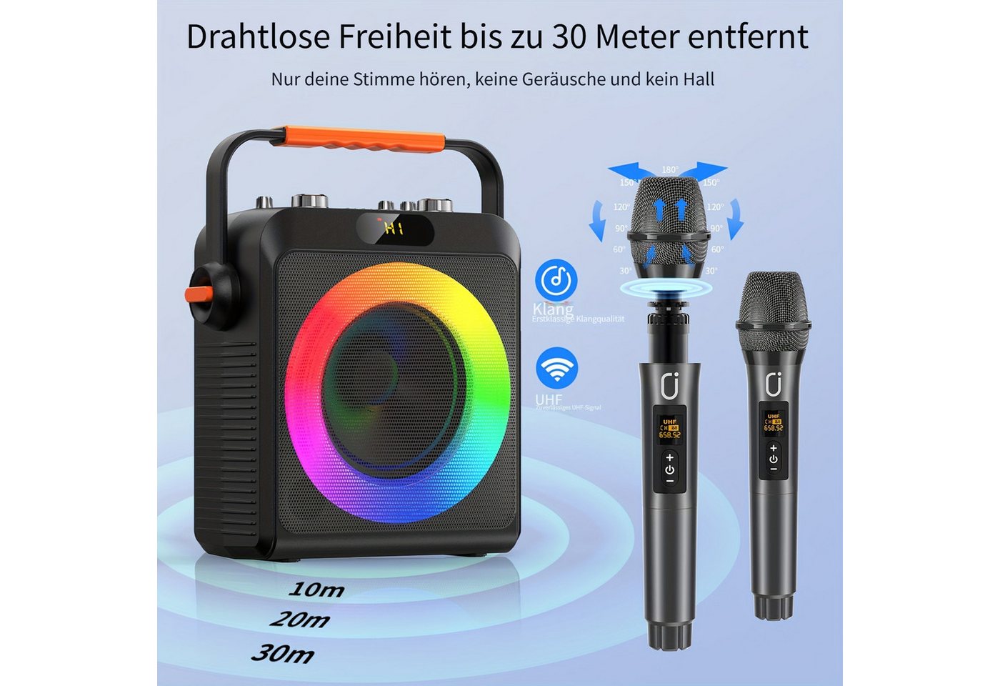 JYX mit 2PCS Mikrofon, Bluetooth Lautsprecher für Party Karaoke-Maschine 1 (Bluetooth) – Bild 3 von 5