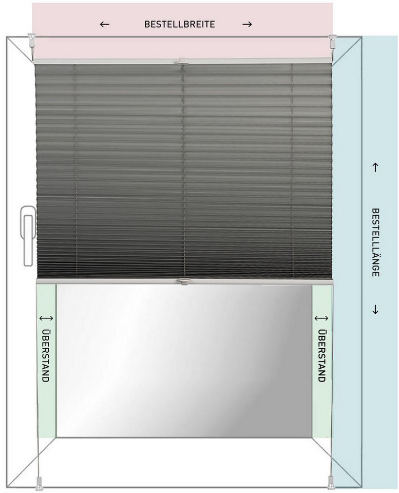 K-HOME Plissee Farbverlauf Sunrise, Lichtschutz, ohne Bohren, verspannt, Klemmfix – Bild 5 von 5
