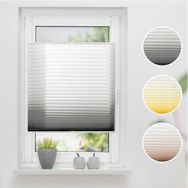 K-HOME Plissee Farbverlauf Sunrise, Lichtschutz, ohne Bohren, verspannt, Klemmfix