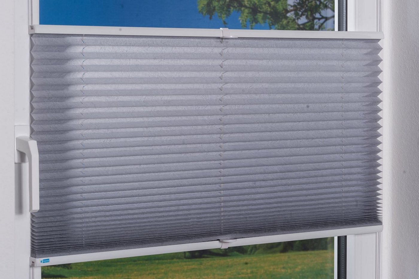 K-HOME Plissee Klemmfix Pisa, ohne Bohren, LIchtschutz, verspannt, Lichtschutz, ohne Bohren, verspannt, Klemmfix, Crushed-Optik – Bild 4 von 5