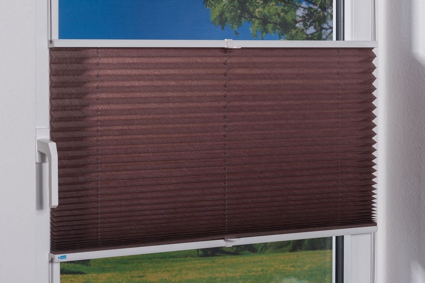 K-HOME Plissee Klemmfix Pisa, ohne Bohren, LIchtschutz, verspannt, Lichtschutz, ohne Bohren, verspannt, Klemmfix, Crushed-Optik – Bild 3 von 5