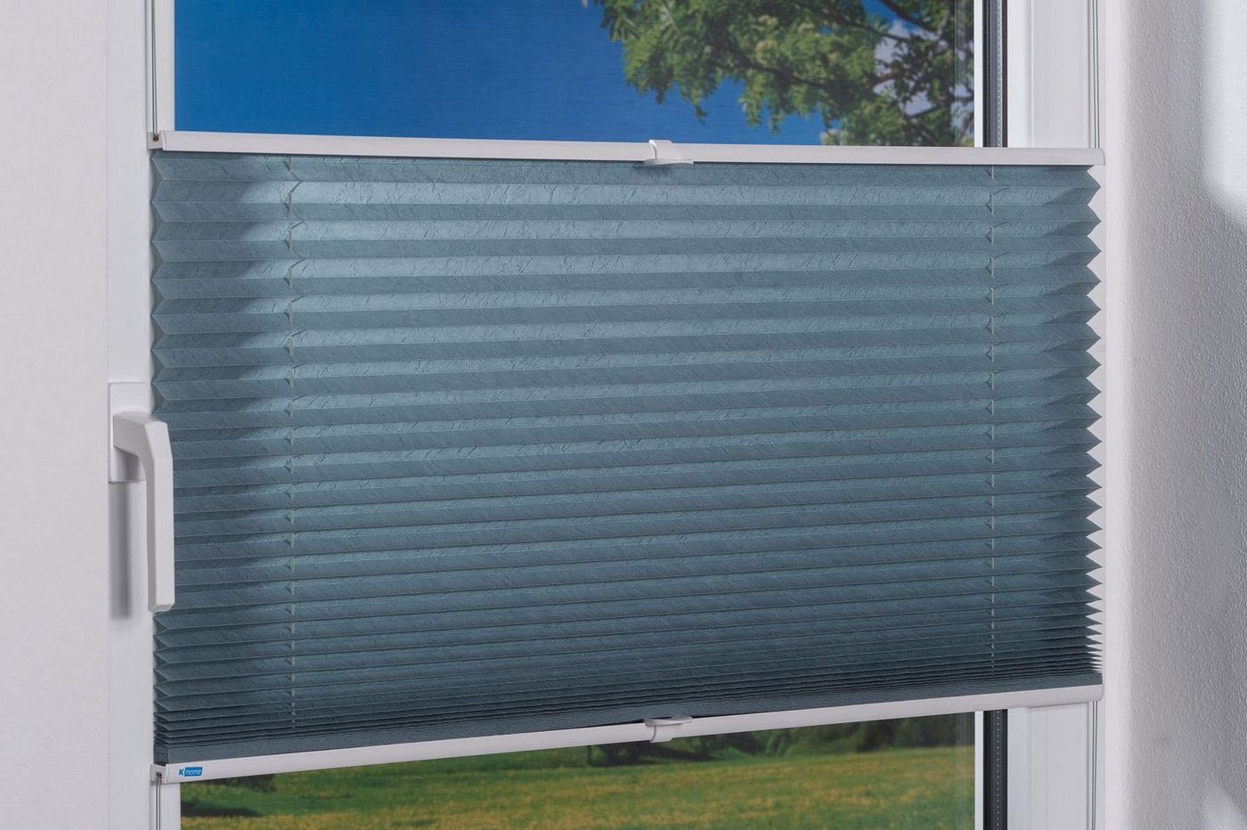K-HOME Plissee Klemmfix Pisa, ohne Bohren, LIchtschutz, verspannt, Lichtschutz, ohne Bohren, verspannt, Klemmfix, Crushed-Optik – Bild 5 von 5