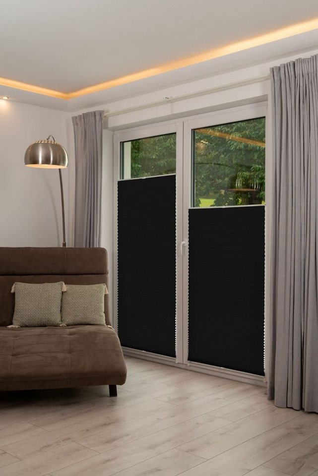 K-HOME Plissee Klemmfix Pisa, ohne Bohren, LIchtschutz, verspannt, Lichtschutz, ohne Bohren, verspannt, Klemmfix, Crushed-Optik – Bild 3 von 5