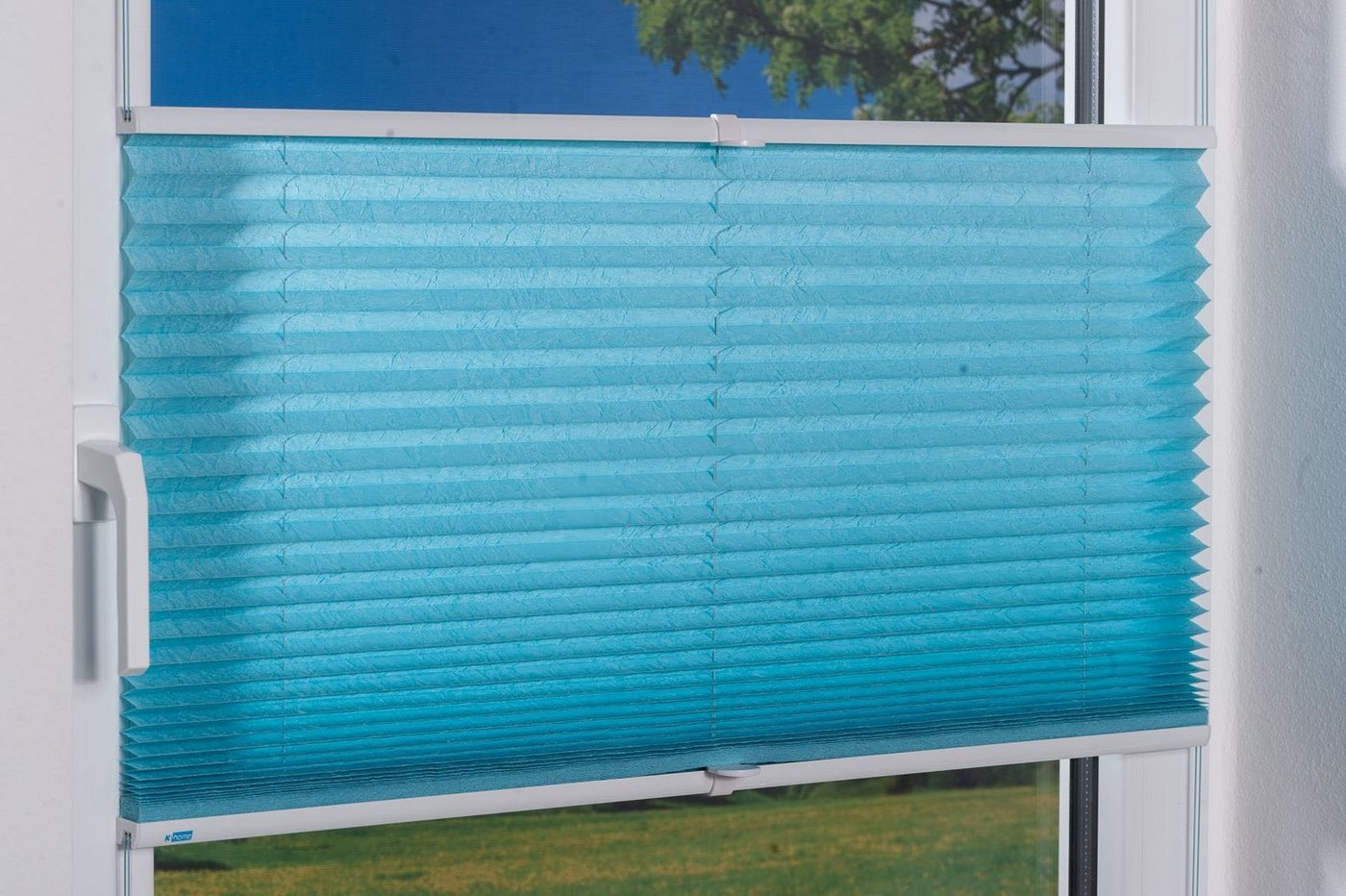 K-HOME Plissee Klemmfix Pisa, ohne Bohren, LIchtschutz, verspannt, Lichtschutz, ohne Bohren, verspannt, Klemmfix, Crushed-Optik – Bild 4 von 5