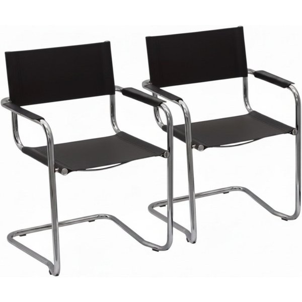 k-hometrends Freischwinger KADA, 2er-Set, aus Recyceltes Leder in schwarz und Rundrohrgestell (2er-Set), Designstühle, B/H/T: 58 x 82 x 60 cm - Made in Italy