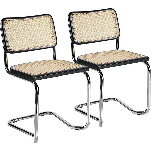 k-hometrends Freischwinger KALE, 2er-Set, aus Buchenholz schwarz & Wiener Geflecht (2er-Set), Designstühle, B/H/T: 47 x 82 x 50 cm - Made in Germany