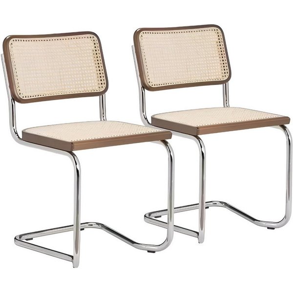 k-hometrends Freischwinger KAROL, 2er-Set, aus Walnussholz mit Wiener Geflecht (2er-Set), Designstühle, B/H/T: 47 x 82 x 50 cm - Made in Italy