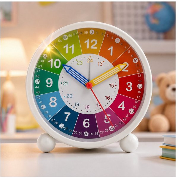 K&L Wall Art Tischuhr Kinder Tischwecker Junge Mädchen Tischuhr Kinderzimmer leises Uhrwerk, Kinderwecker mit Licht und Alarmfunktion