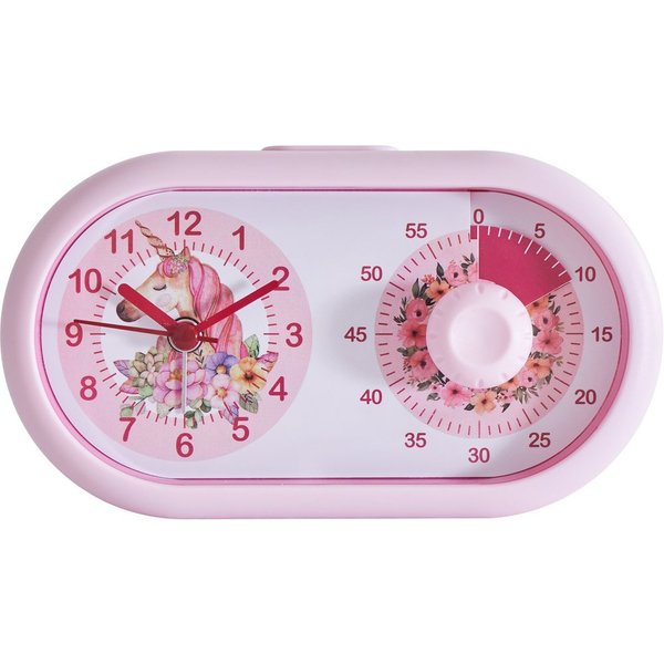 K&L Wall Art Tischuhr Rosa Tischwecker Mädchen Wecker Einhorn Alarmuhr visueller Timer
