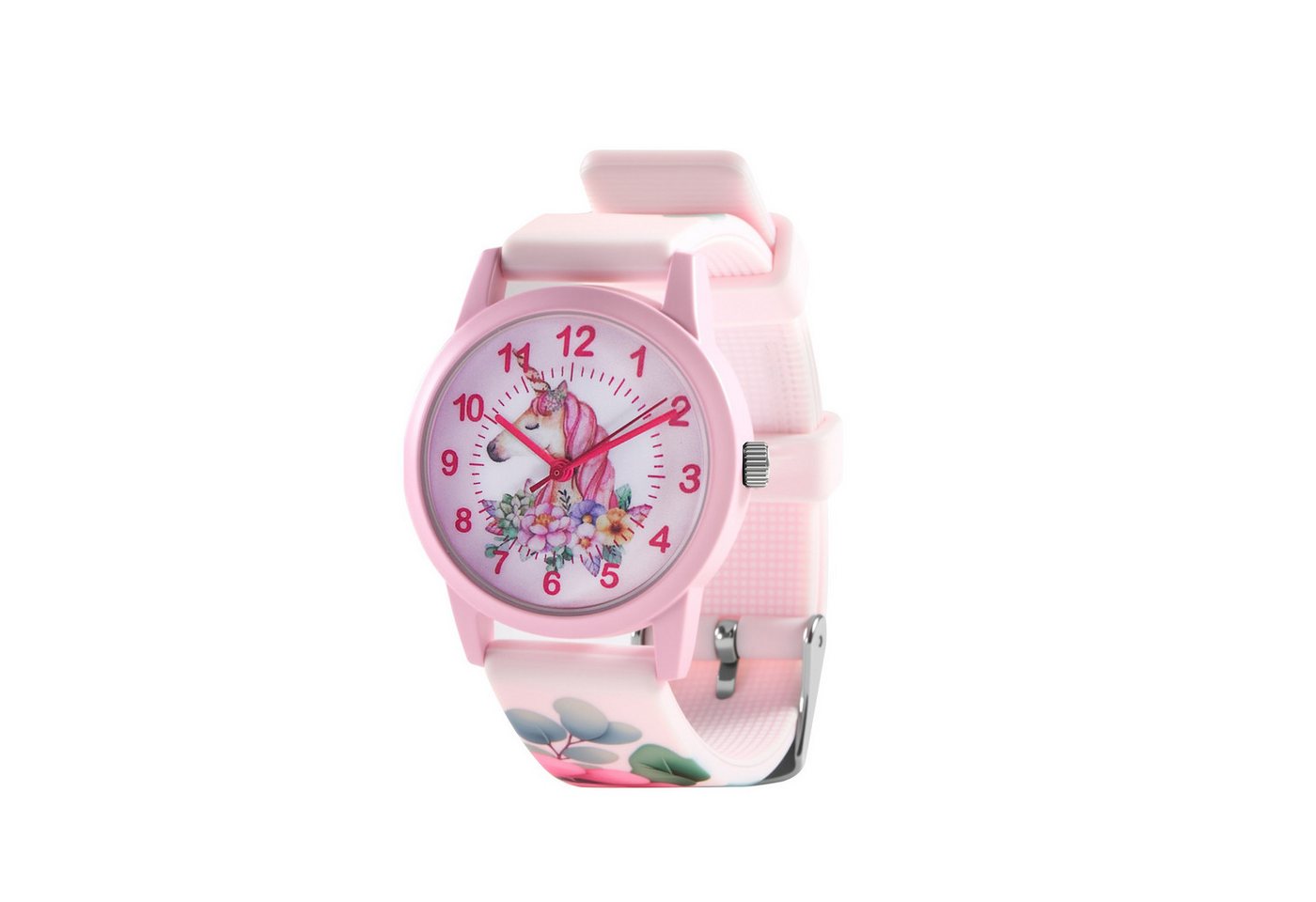 K&L Wall Art Wanduhr Mädchen Geschenk-Set: Rosa Einhorn Wanduhr + Armbanduhr + Mäppchen (Wanduhr Set für Mädchen, stilles Uhrwerk ohne Tick-Geräusche) – Bild 5 von 5