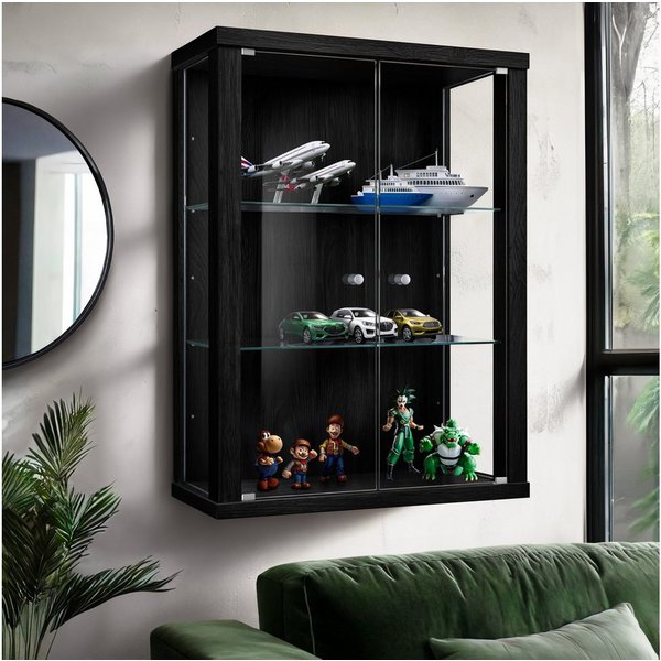K-Möbel Hängevitrine C1012 (Glasvitrine (80x60x25 cm) mit 2 Glastüren) Glasvitrine hängend