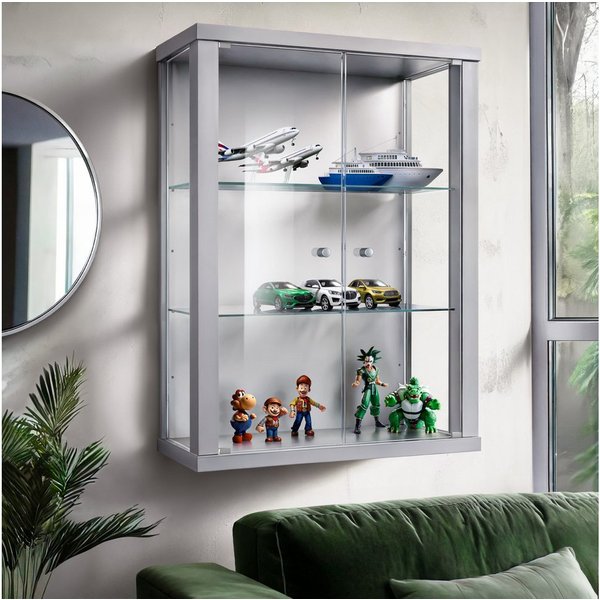 K-Möbel Hängevitrine C1012 (Glasvitrine (80x60x25 cm) mit 2 Glastüren) Glasvitrine hängend