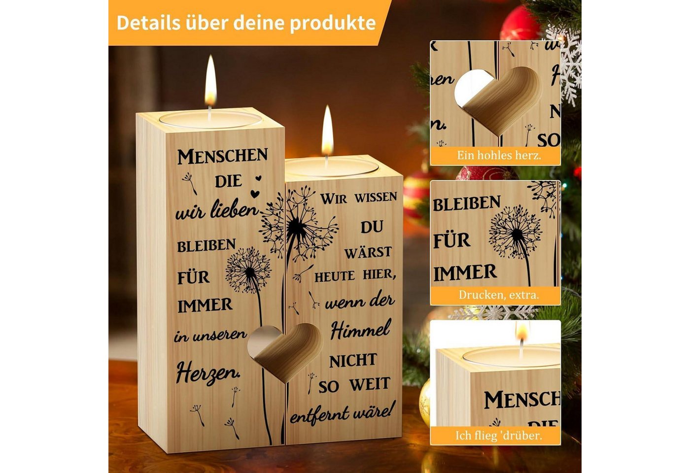 KAAYEE Teelichthalter Trauergeschenk Herzförmiger Kerzenhalter für Verstorbene – Bild 3 von 5
