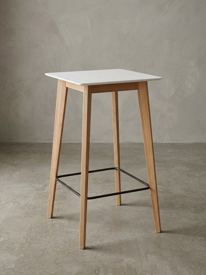 KADIMA DESIGN Bartisch Stehtisch 60x110x60 cm Weiß Eckig, Bartisch für 4 Personen, Moderner, Tisch für Bar, Design Partytisch Holz, Hochtisch Eiche Skandinavisc – Bild 4 von 5