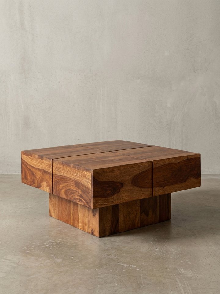 KADIMA DESIGN Couchtisch Couchtisch 57,5x57,5x30 cm Massivholz Sofatisch Quadratisch (Modern), Design Wohnzimmertisch Kaffeetisch Massiv, Kleiner Tisch Wohnzimm – Bild 4 von 5