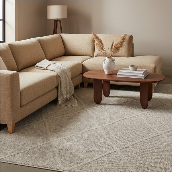 KADIMA DESIGN Outdoorteppich Outdoor Teppich Boho Flachgewebe IMST Terrasse Küche Beige Grau, Läufer, Höhe: 8 mm, Beige, 80x150 cm, Strapazierfähig Fußbodenheiz