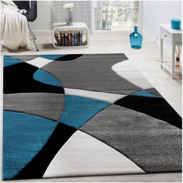 KADIMA DESIGN Teppich Abstrakt Wohnzimmer schmutzabweisend Teppich Kurzflor, Rechteckig, Höhe: 16 mm, Florhöhe: 12 mm, 100% Polypropylen, Rechteckig, 160x230cm,