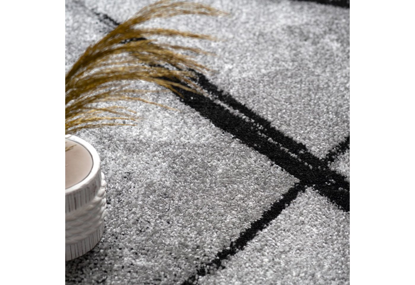 KADIMA DESIGN Teppich Abstraktes Linienmuster Wohnzimmer schmutzabweisend Teppich Kurzflor, Rechteckig, Höhe: 14 mm, Florhöhe: 10 mm, 100% Polypropylen, Rechtec – Bild 3 von 5