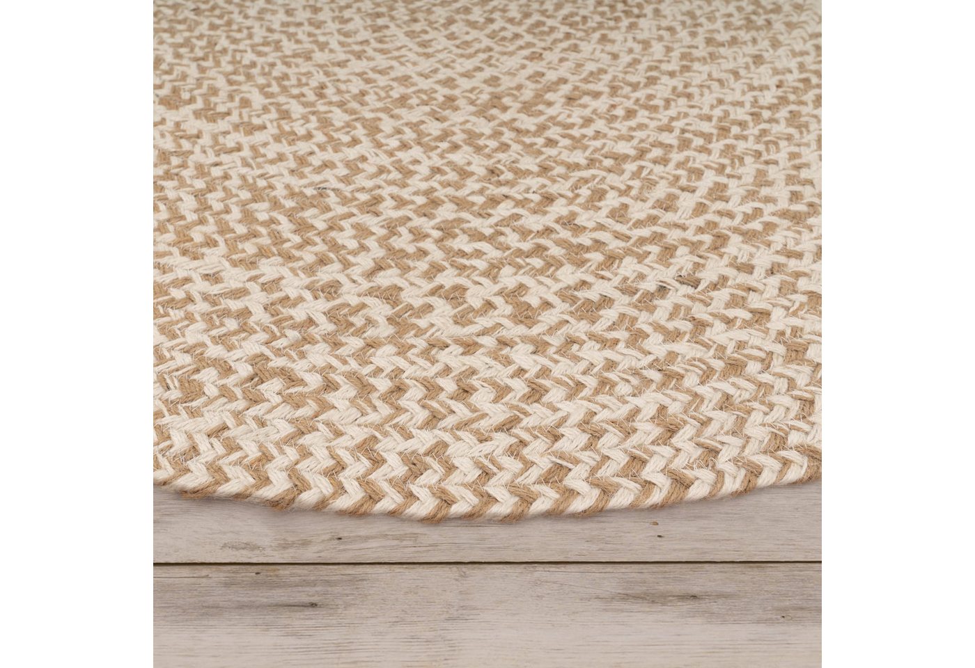 KADIMA DESIGN Teppich Boho wendbar 100% Baumwolle schmutzabweisend Baumwollteppich, Rund, Höhe: 9 mm, Florhöhe: 5 mm, pflegeleicht, Rücken aus Jute, Rund, 80Dcm – Bild 4 von 5