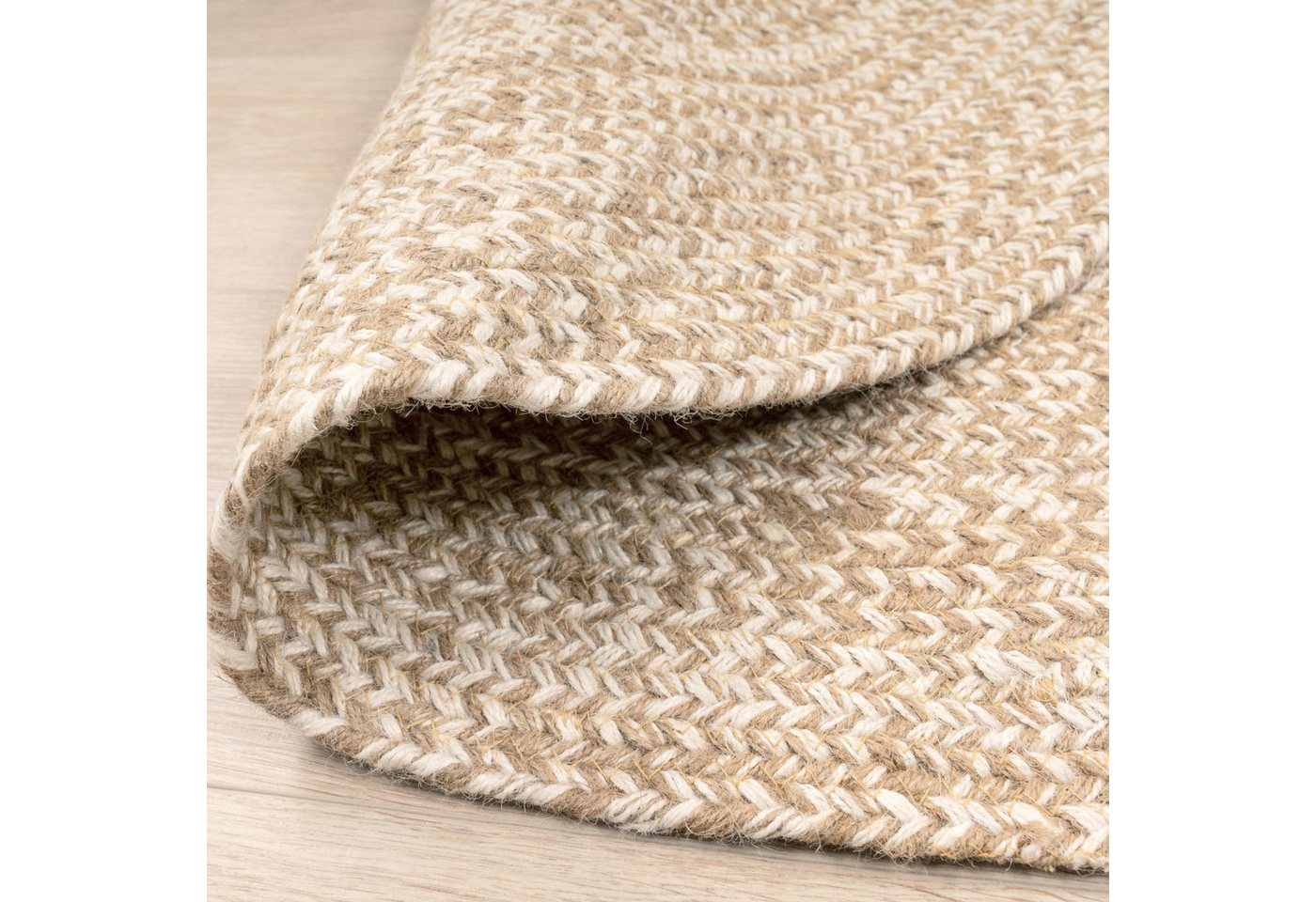 KADIMA DESIGN Teppich Boho wendbar 100% Baumwolle schmutzabweisend Baumwollteppich, Rund, Höhe: 9 mm, Florhöhe: 5 mm, pflegeleicht, Rücken aus Jute, Rund, 80Dcm – Bild 5 von 5