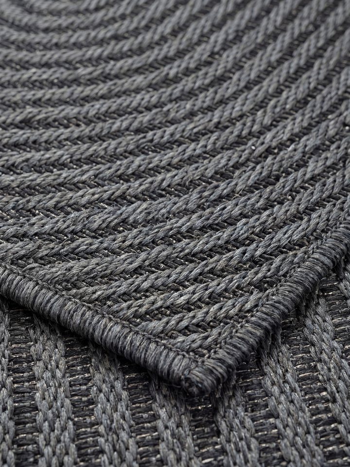 KADIMA DESIGN Teppich BORNO Teppichläufer Anthrazit 80x150 Geometrisch Polypropylen, Läufer, Höhe: 4 mm, Strapazierfähig, Pflegeleicht, Farbecht, Wetterfest, UV – Bild 5 von 5