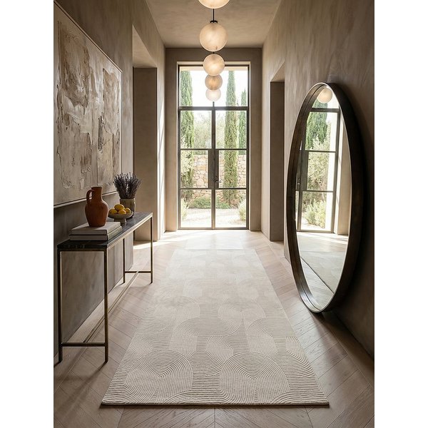 KADIMA DESIGN Teppich DALAR Creme Teppichläufer 80x150 Geometrisch Polypropylen Antirutsch, Läufer, Höhe: 9 mm, Saugroboter-geeignet, Strapazierfähig, Farbecht,