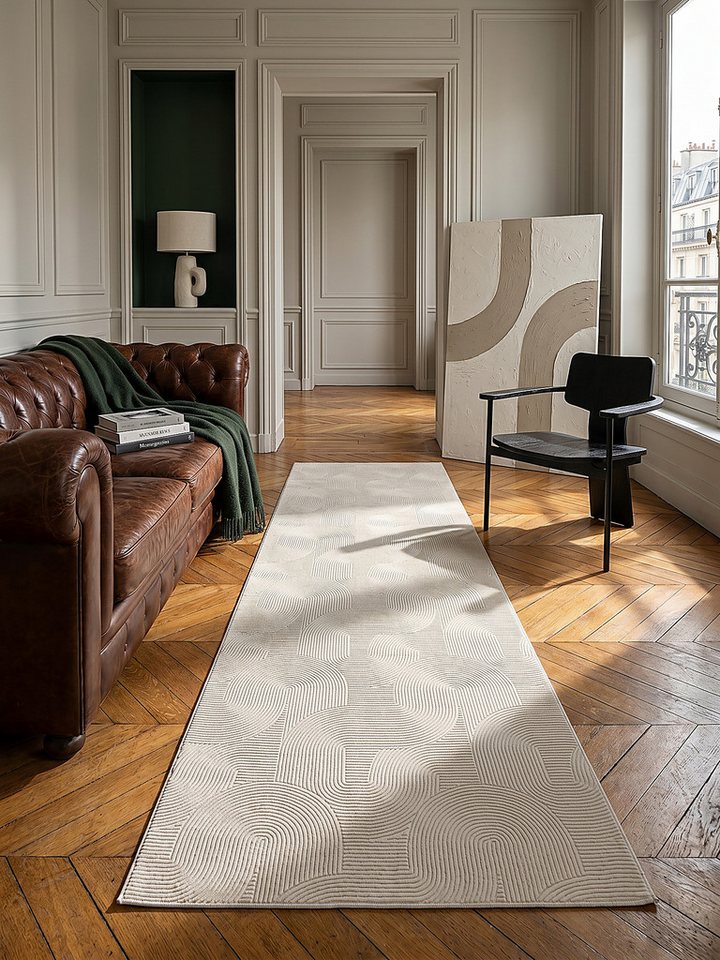 KADIMA DESIGN Teppich DALAR Creme Teppichläufer 80x150 Geometrisch Polypropylen Antirutsch, Läufer, Höhe: 9 mm, Saugroboter-geeignet, Strapazierfähig, Farbecht, – Bild 2 von 5