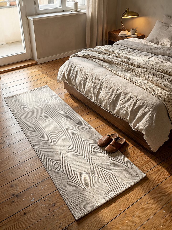 KADIMA DESIGN Teppich DALAR Creme Teppichläufer 80x150 Geometrisch Polypropylen Antirutsch, Läufer, Höhe: 9 mm, Saugroboter-geeignet, Strapazierfähig, Farbecht, – Bild 3 von 5