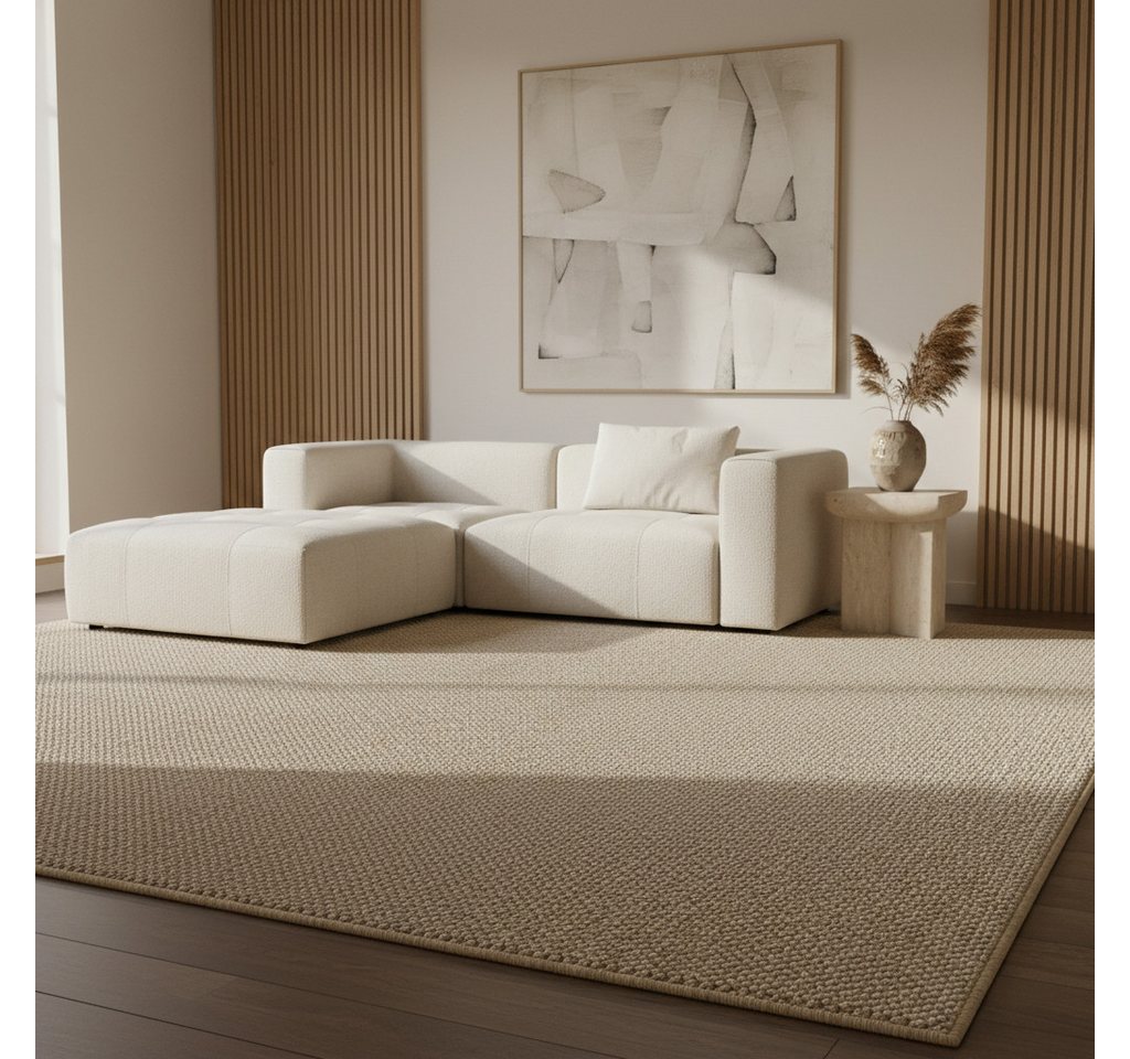KADIMA DESIGN Teppich Flachgewebe Teppich CIMA Küche Läufer Rund Einfarbig Beige Braun, Rechteckig, Höhe: 7 mm, Beige, 60x100 cm, Webteppich Strapazierfähig Uni – Bild 3 von 5