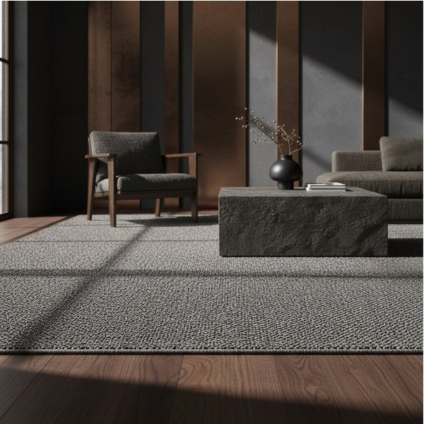 KADIMA DESIGN Teppich Flachgewebe Teppich CIMA Küche Läufer Rund Einfarbig Beige Braun, Rechteckig, Höhe: 7 mm, Grau, 60x100 cm, Webteppich Strapazierfähig Einf