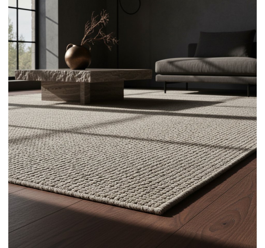 KADIMA DESIGN Teppich Flachgewebe Teppich CIMA Küche Läufer Rund Einfarbig Beige Braun, Rechteckig, Höhe: 7 mm, Creme, 60x100 cm, Webteppich Strapazierfähig Uni – Bild 3 von 5