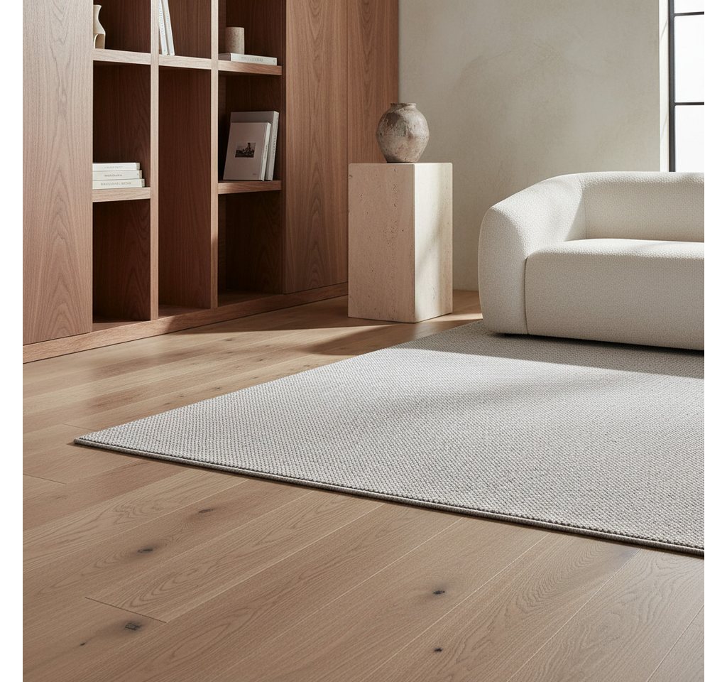 KADIMA DESIGN Teppich Flachgewebe Teppich CIMA Küche Läufer Rund Einfarbig Beige Braun, Rechteckig, Höhe: 7 mm, Silber, 60x100 cm, Webteppich Strapazierfähig Un – Bild 3 von 5