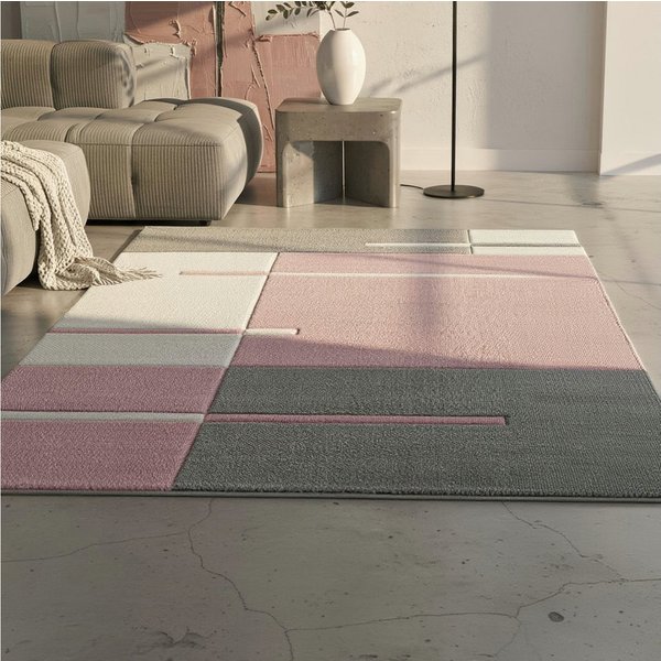 KADIMA DESIGN Teppich LATEMAR Wohnzimmer Schlafzimmer Waschbar Wohnzimmerteppich Esszimmer, Läufer, Höhe: 15 mm, Pink, 80x150 cm, Strapazierfähig Fußbodenheizun