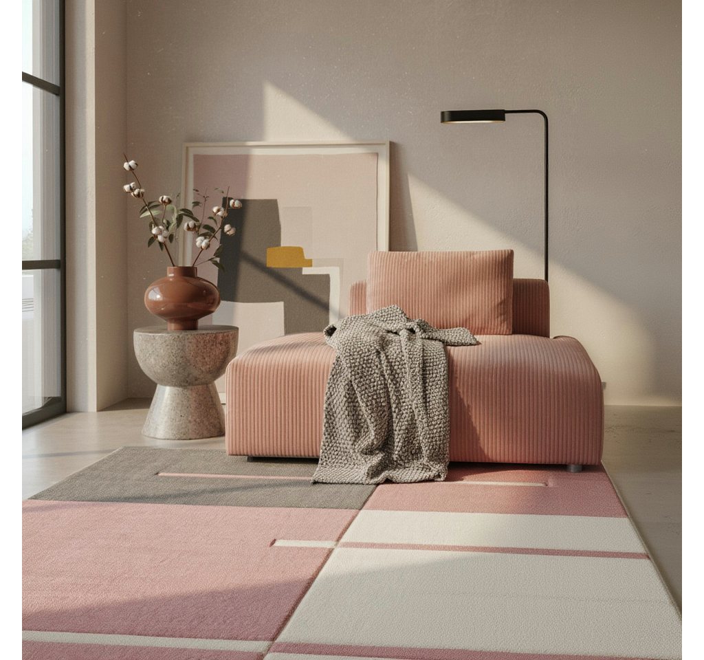 KADIMA DESIGN Teppich LATEMAR Wohnzimmer Schlafzimmer Waschbar Wohnzimmerteppich Esszimmer, Läufer, Höhe: 15 mm, Pink, 80x150 cm, Strapazierfähig Fußbodenheizun – Bild 2 von 5