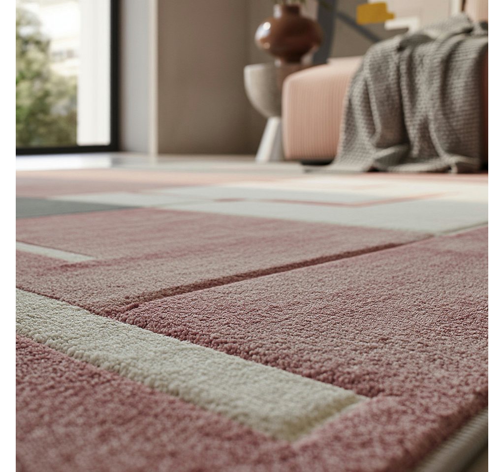 KADIMA DESIGN Teppich LATEMAR Wohnzimmer Schlafzimmer Waschbar Wohnzimmerteppich Esszimmer, Läufer, Höhe: 15 mm, Pink, 80x150 cm, Strapazierfähig Fußbodenheizun – Bild 3 von 5